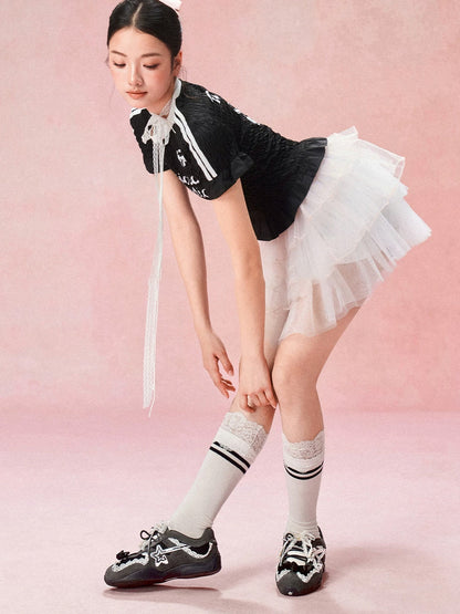 Pearl-Lace Ballet Runner Sneakers