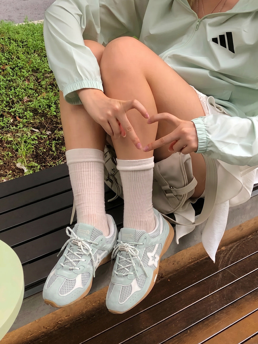Blue Mesh Star German Trainer Sneakers