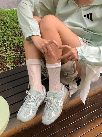 Blue Mesh Star German Trainer Sneakers