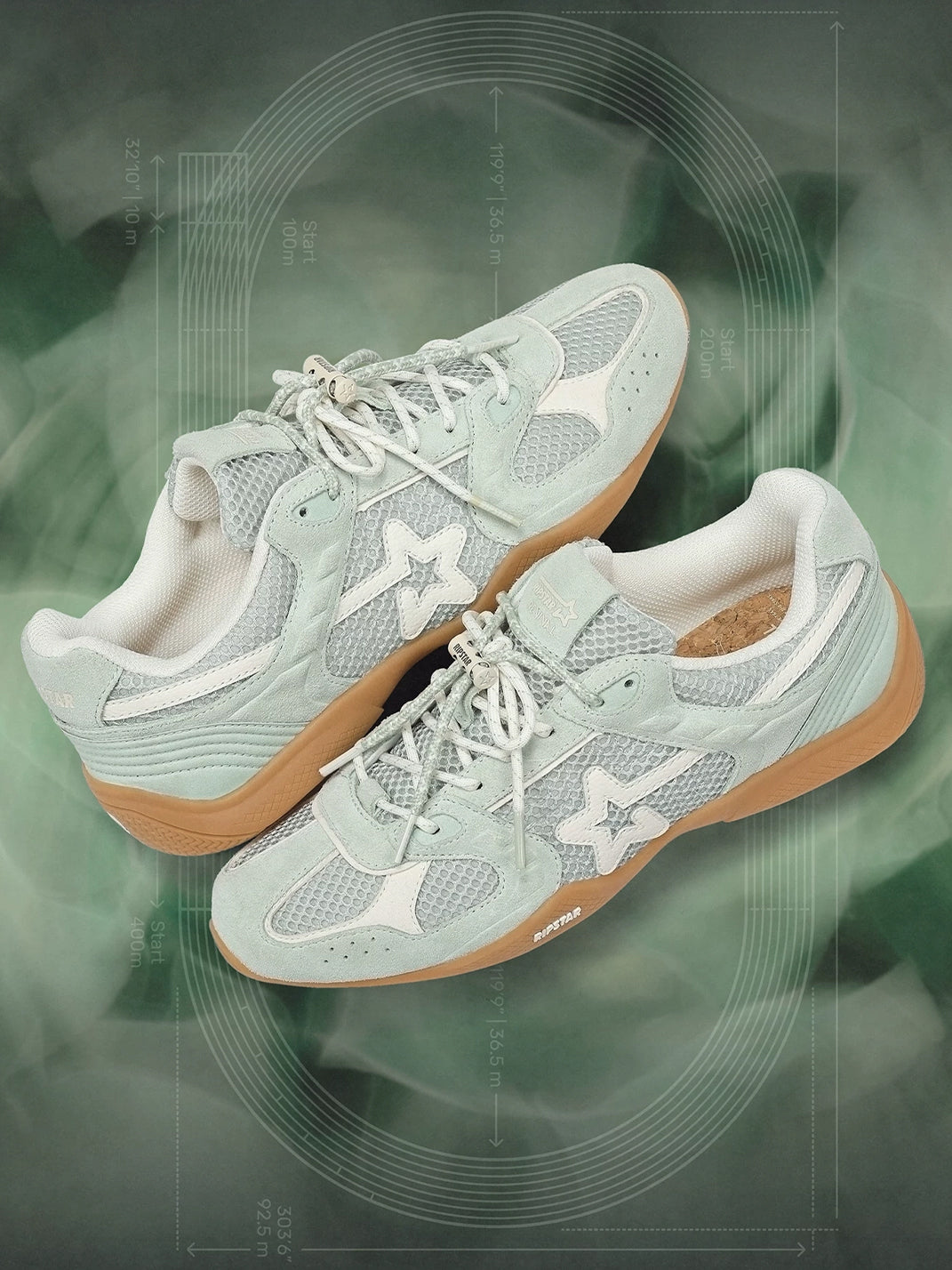 Blue Mesh Star German Trainer Sneakers