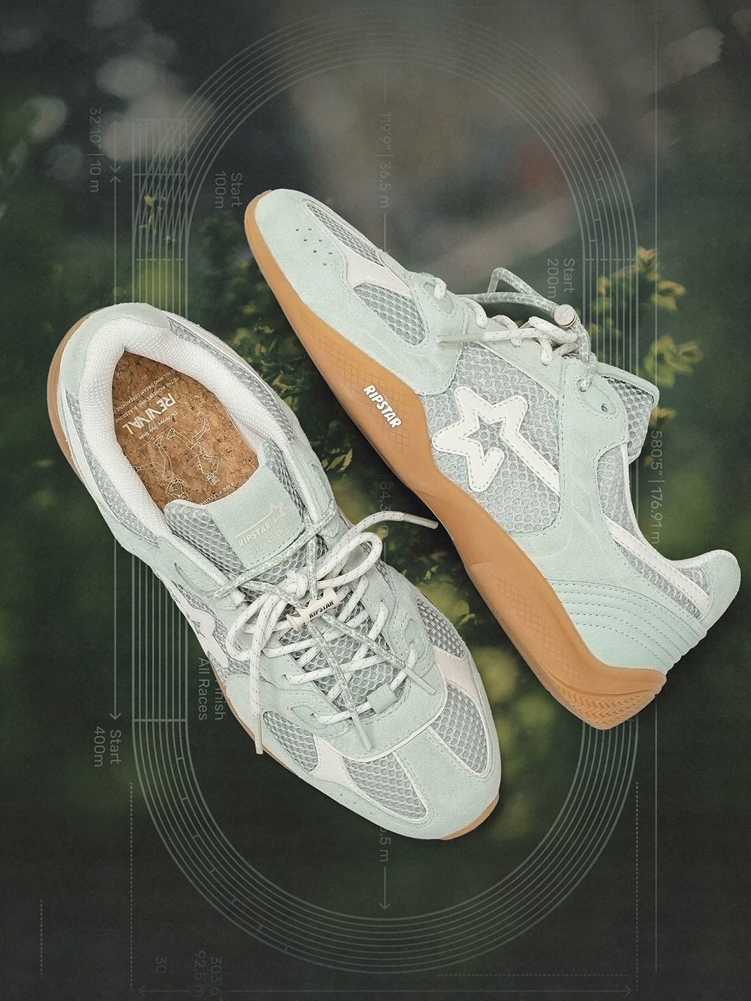 Blue Mesh Star German Trainer Sneakers