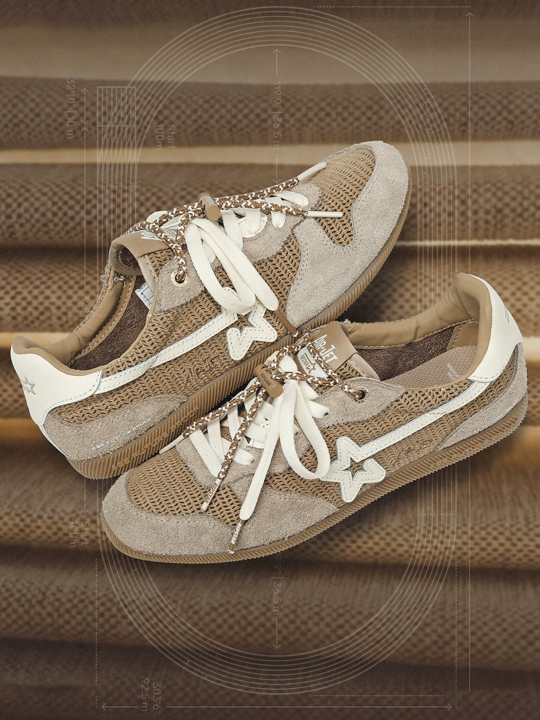 Khaki Mesh Star German Trainer Sneakers
