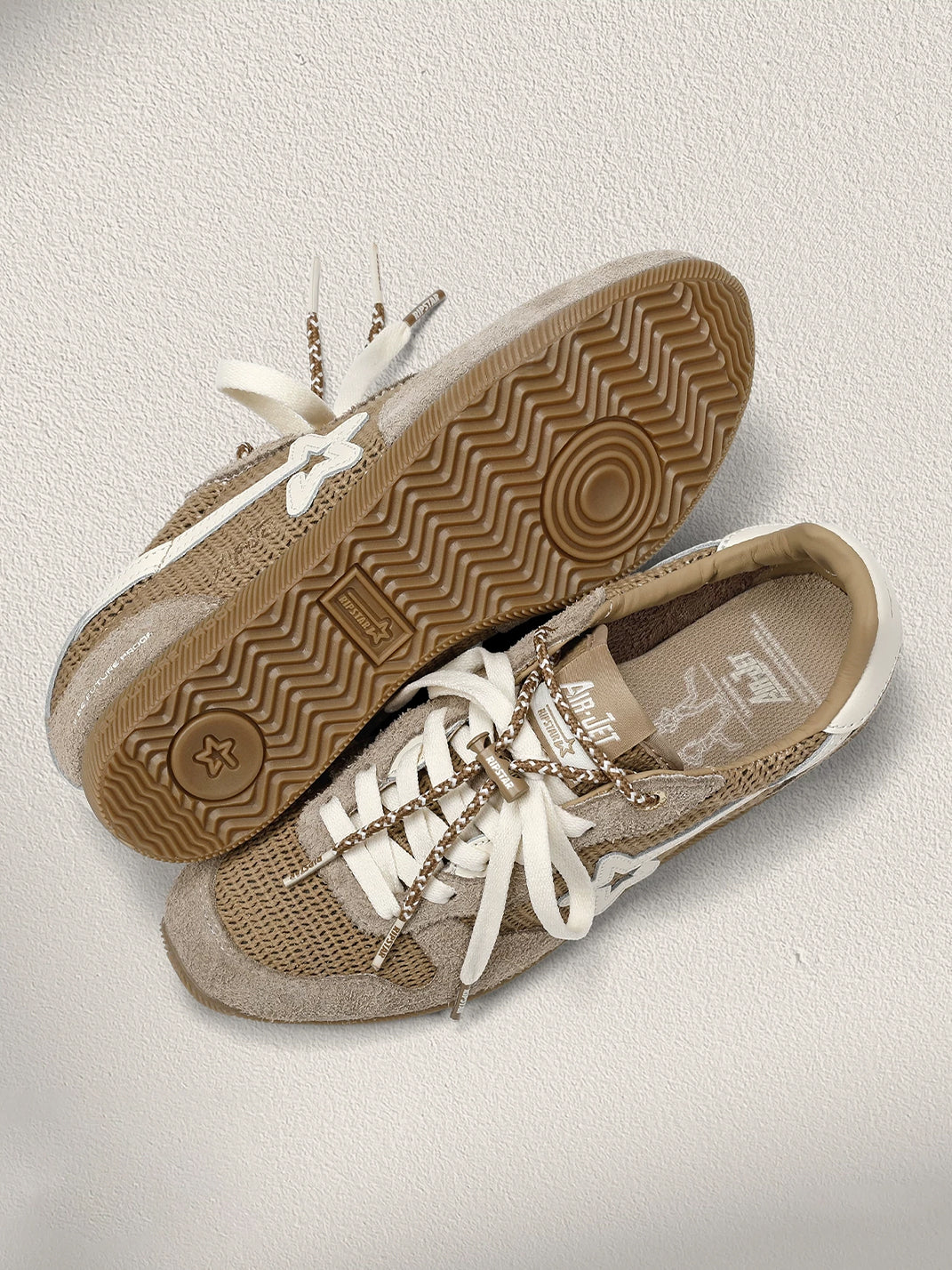Khaki Mesh Star German Trainer Sneakers