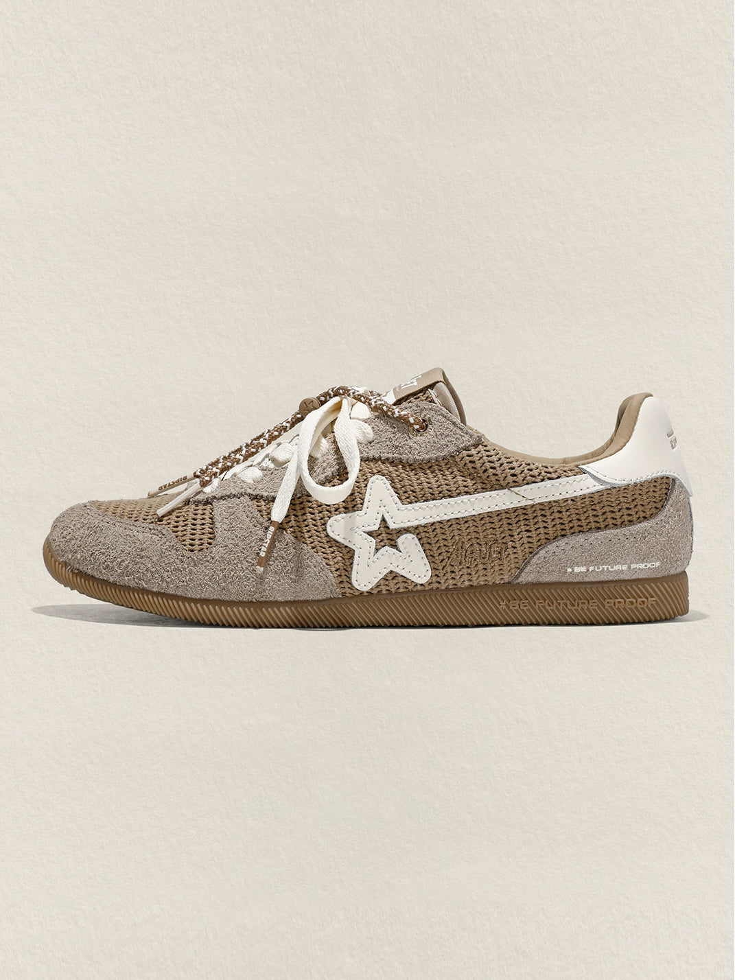 Khaki Mesh Star German Trainer Sneakers