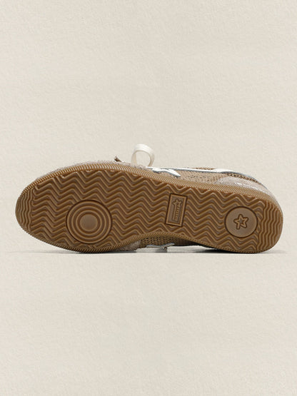 Khaki Mesh Star German Trainer Sneakers