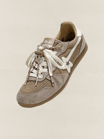 Khaki Mesh Star German Trainer Sneakers