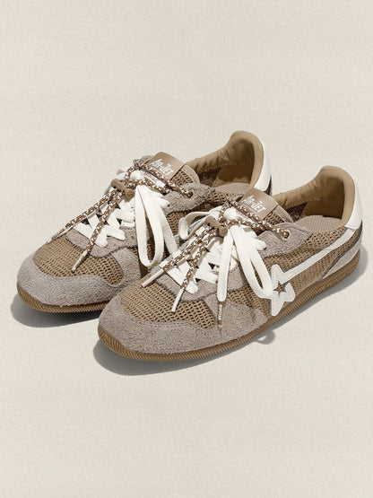 Khaki Mesh Star German Trainer Sneakers