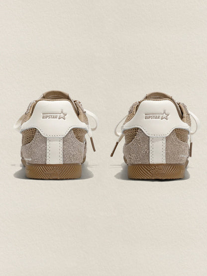 Khaki Mesh Star German Trainer Sneakers