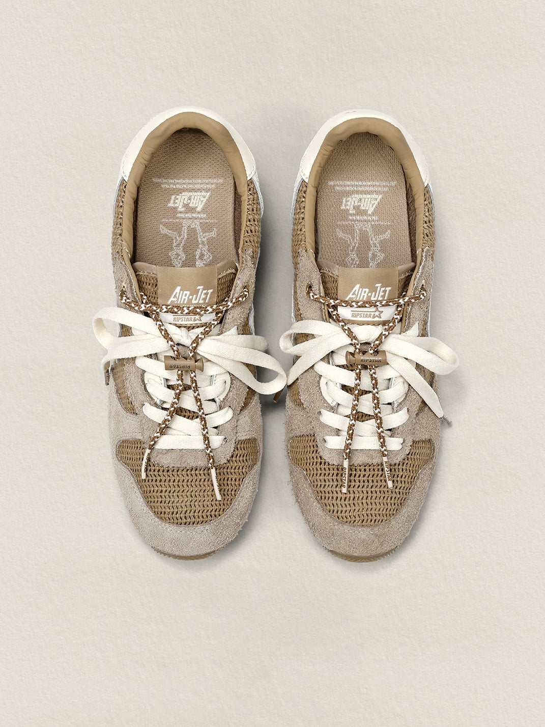 Khaki Mesh Star German Trainer Sneakers