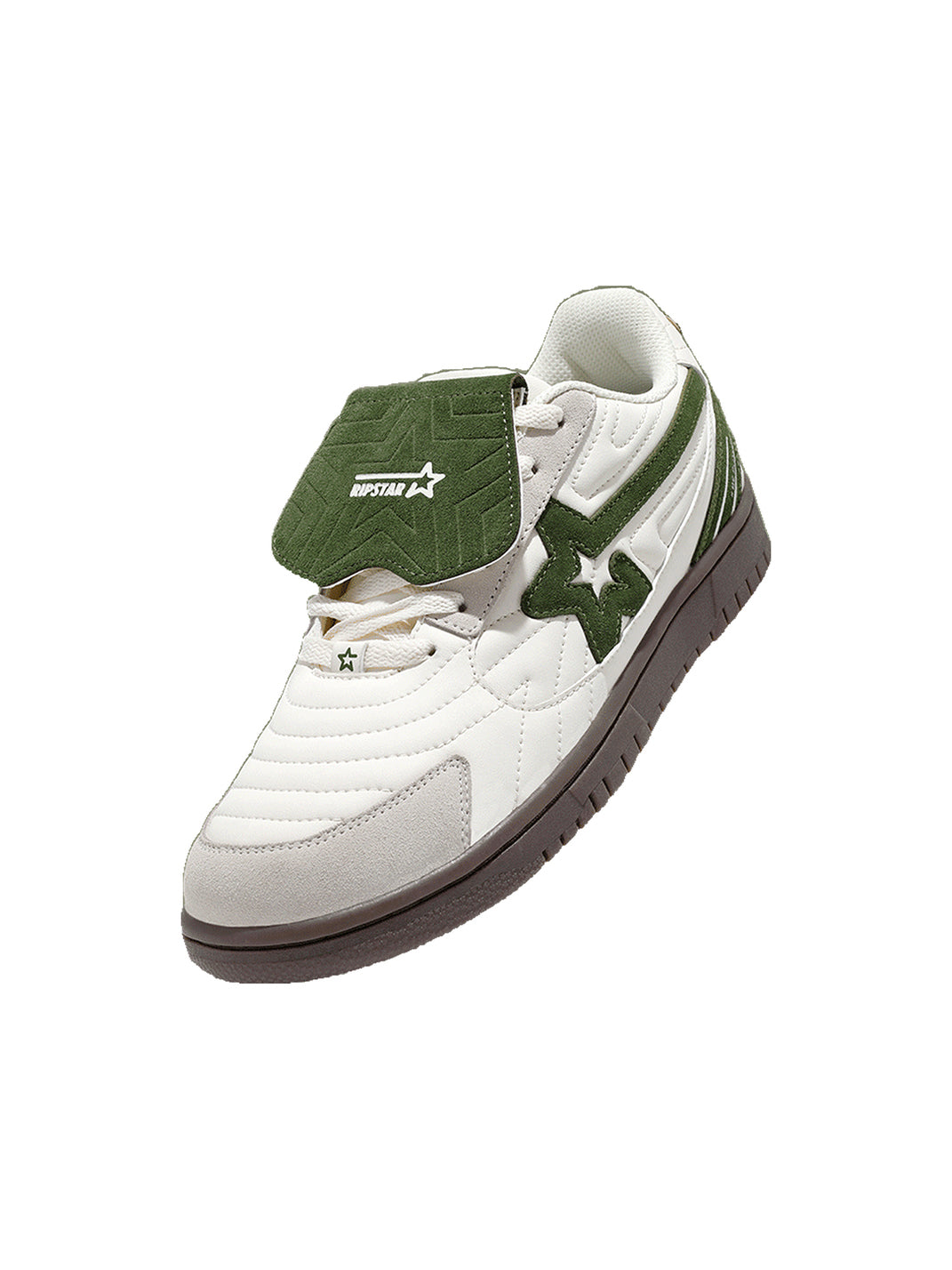 White-Green Detachable-Tongue Casual Sneakers
