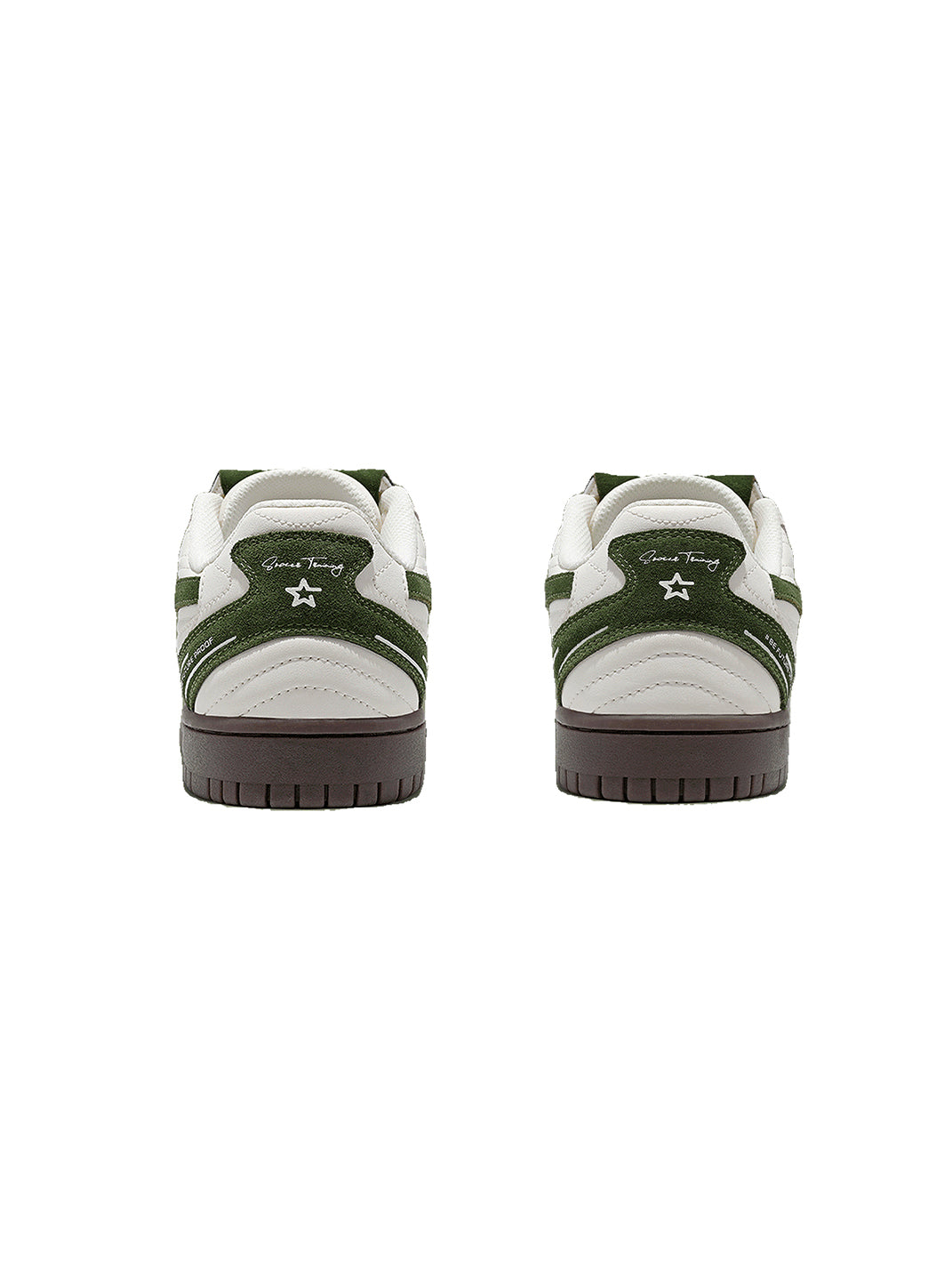 White-Green Detachable-Tongue Casual Sneakers