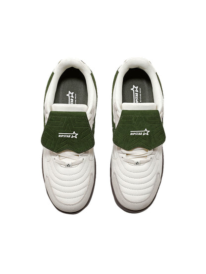 White-Green Detachable-Tongue Casual Sneakers