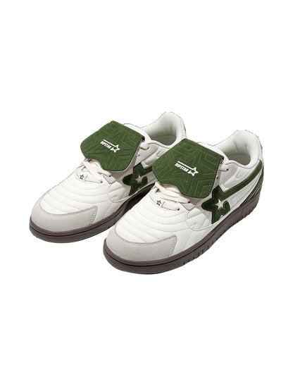White-Green Detachable-Tongue Casual Sneakers