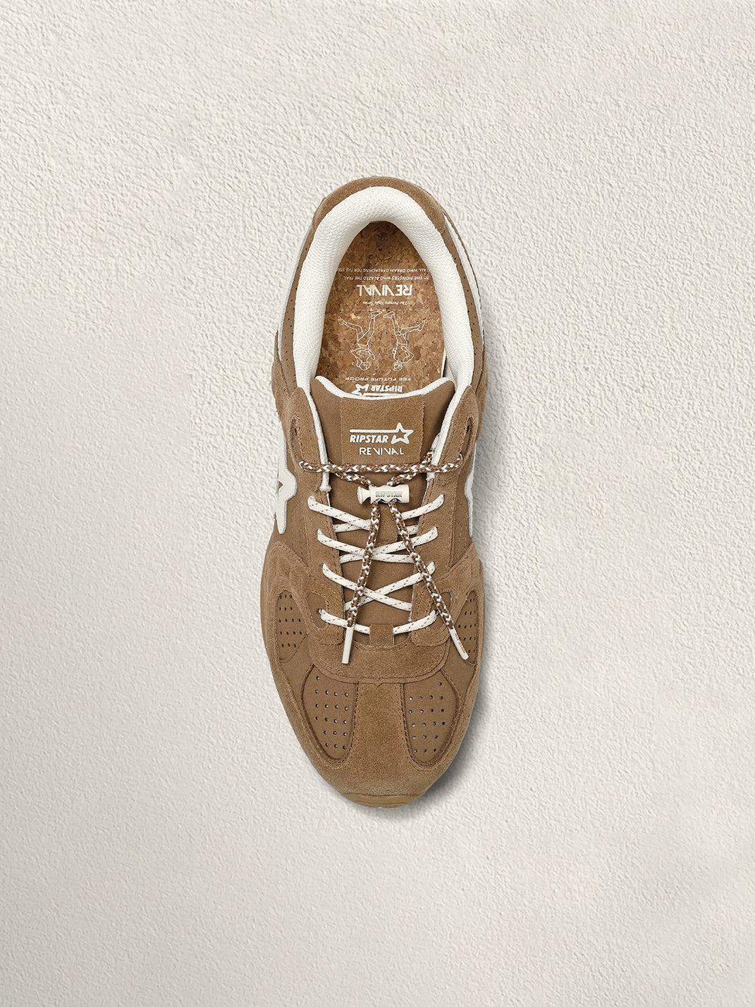 Mocha Suede Star-Panel Retro Trainers