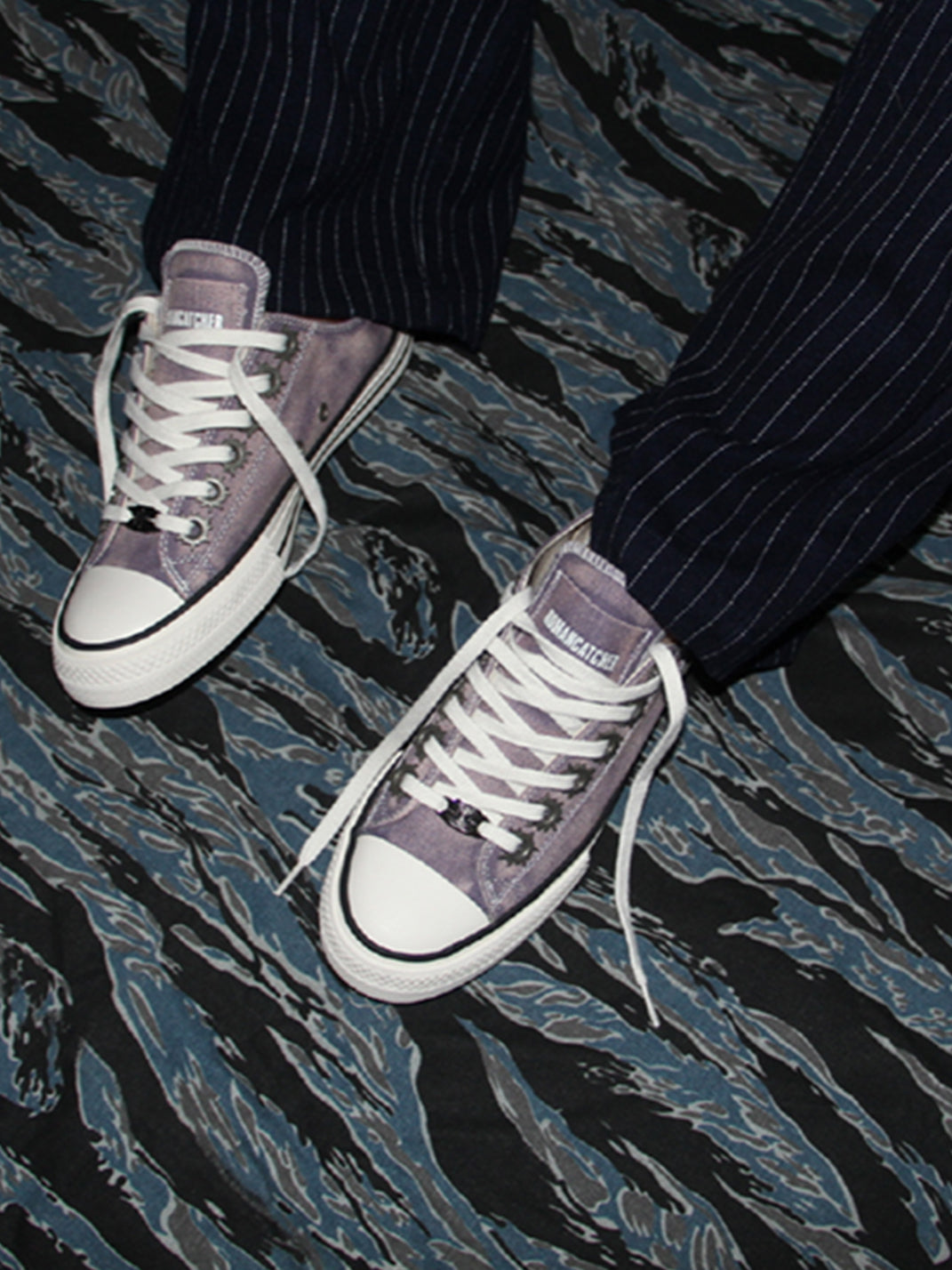 Purple Distressed Low-Top Skate Sneakers