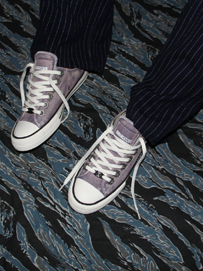 Purple Distressed Low-Top Skate Sneakers