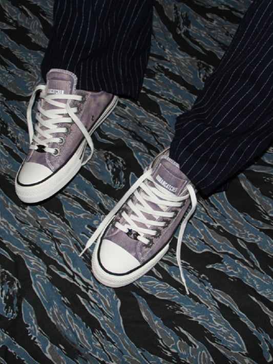 Purple Distressed Low-Top Skate Sneakers