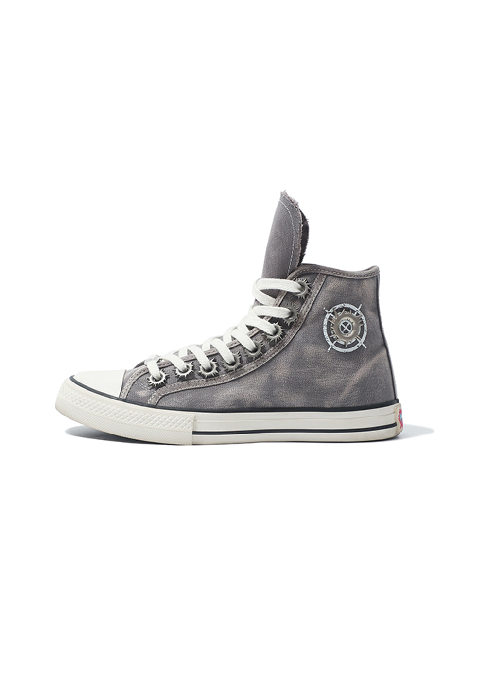 Distressed Denim High-Top Canvas Sneakers
