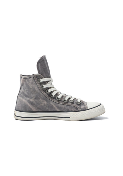 Distressed Denim High-Top Canvas Sneakers