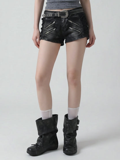 Ruched Multi-Buckle Mid-Calf Biker Boots
