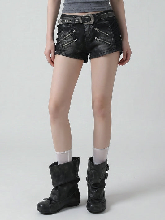 Ruched Multi-Buckle Mid-Calf Biker Boots