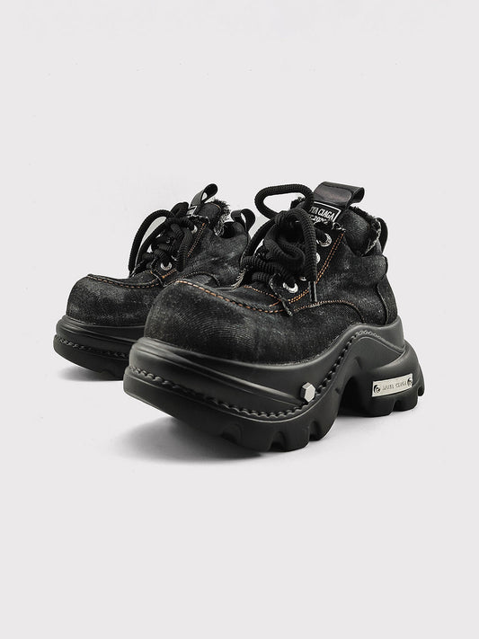 Denim-Panel 8-10 cm Chunky Platform Sneakers
