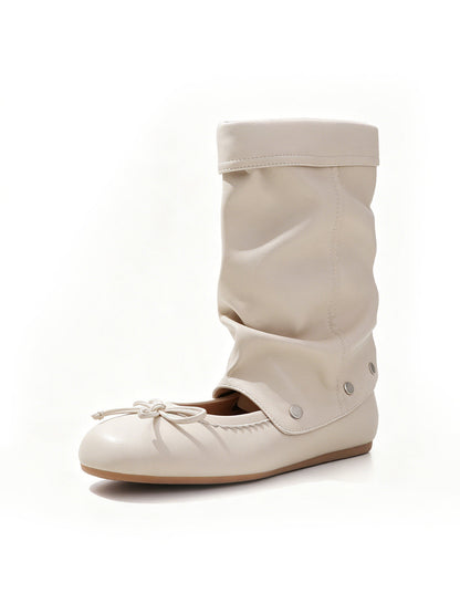 Convertible Bow-Wrap Slouchy Sandal Boots