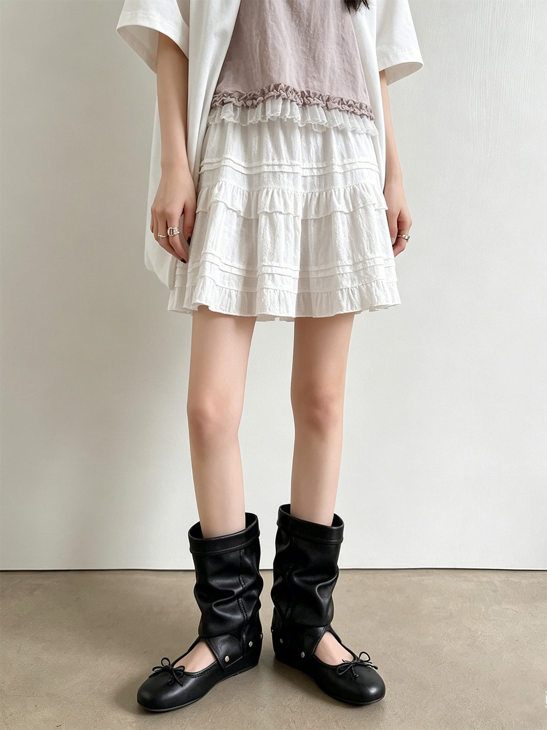 Convertible Bow-Wrap Slouchy Sandal Boots