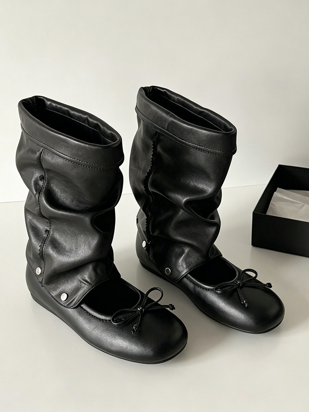 Convertible Bow-Wrap Slouchy Sandal Boots