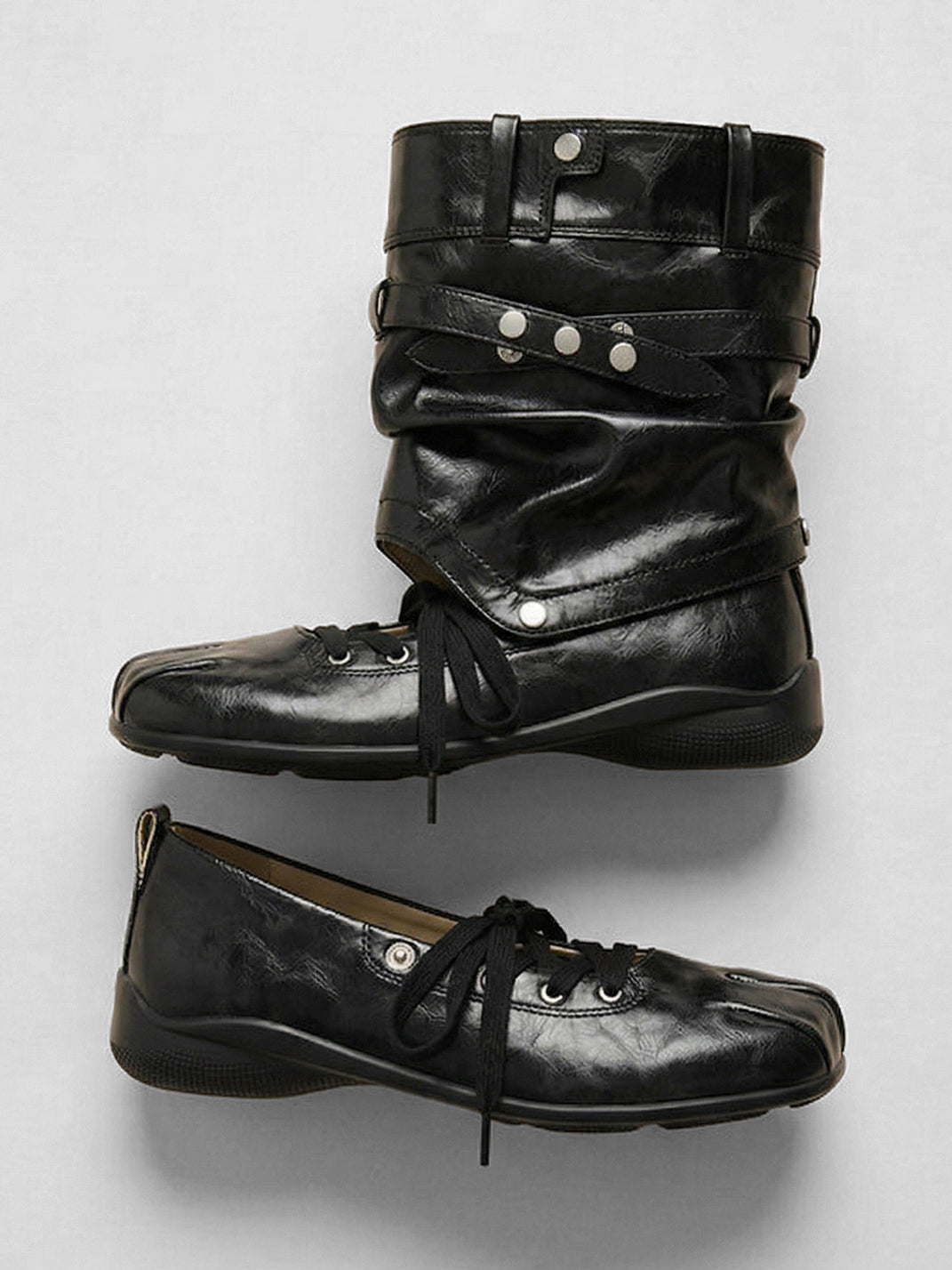 Bow-Trim Cutout Square-Toe Utility Boots