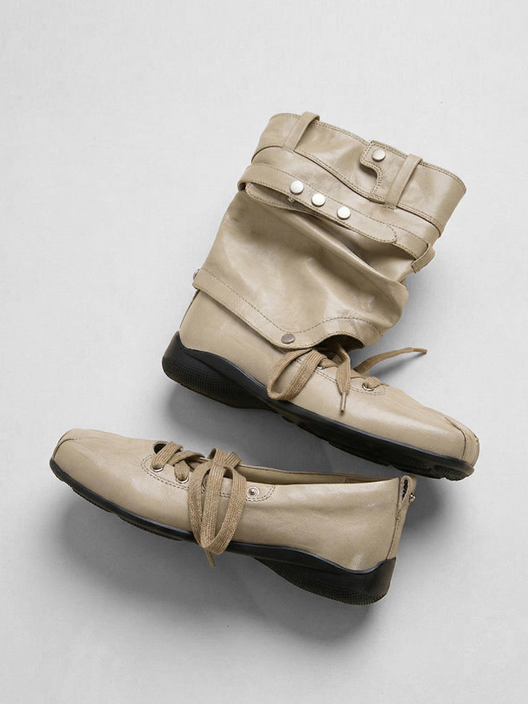 Bow-Trim Cutout Square-Toe Utility Boots