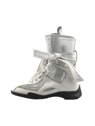 Bow-Lace Mesh Mid-Calf Sport Boots