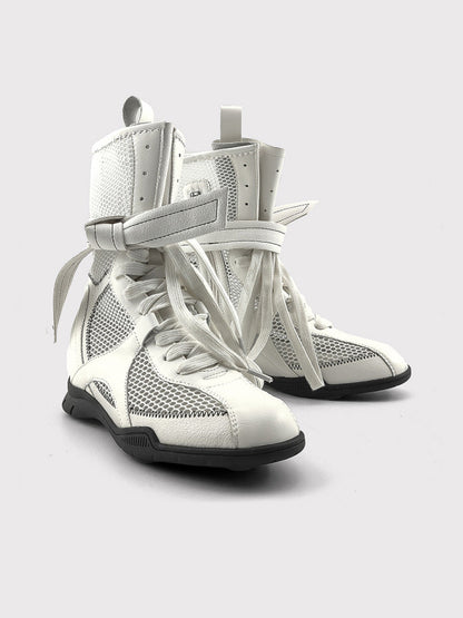 Bow-Lace Mesh Mid-Calf Sport Boots
