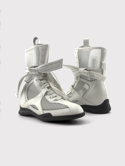Bow-Lace Mesh Mid-Calf Sport Boots