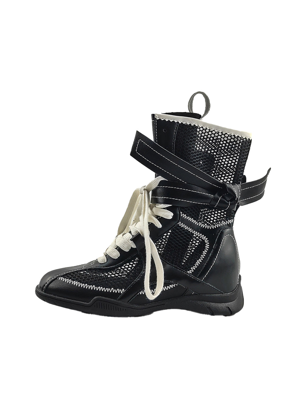Bow-Lace Mesh Mid-Calf Sport Boots