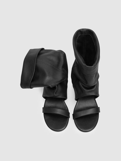 Open-Toe Slouchy Hidden-Wedge Sandal Boots