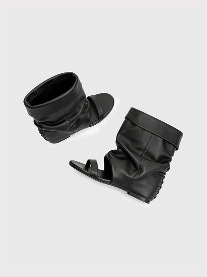 Open-Toe Slouchy Hidden-Wedge Sandal Boots
