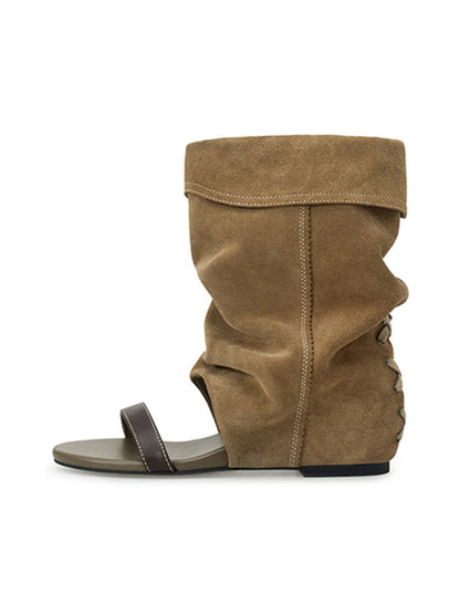 Open-Toe Slouchy Hidden-Wedge Sandal Boots