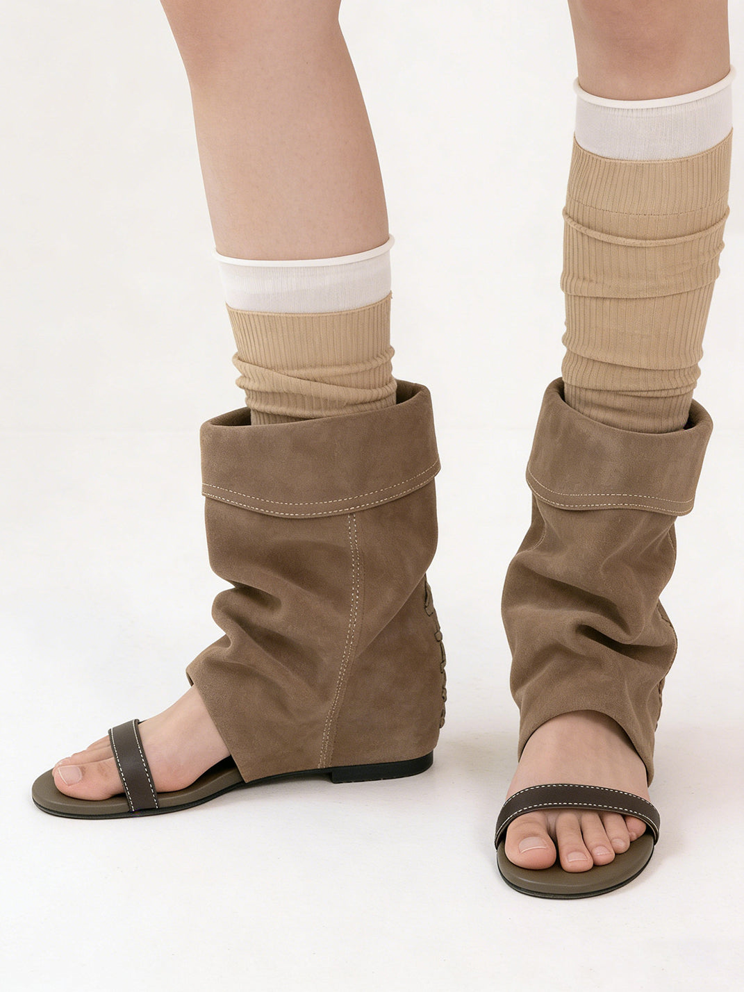 Open-Toe Slouchy Hidden-Wedge Sandal Boots