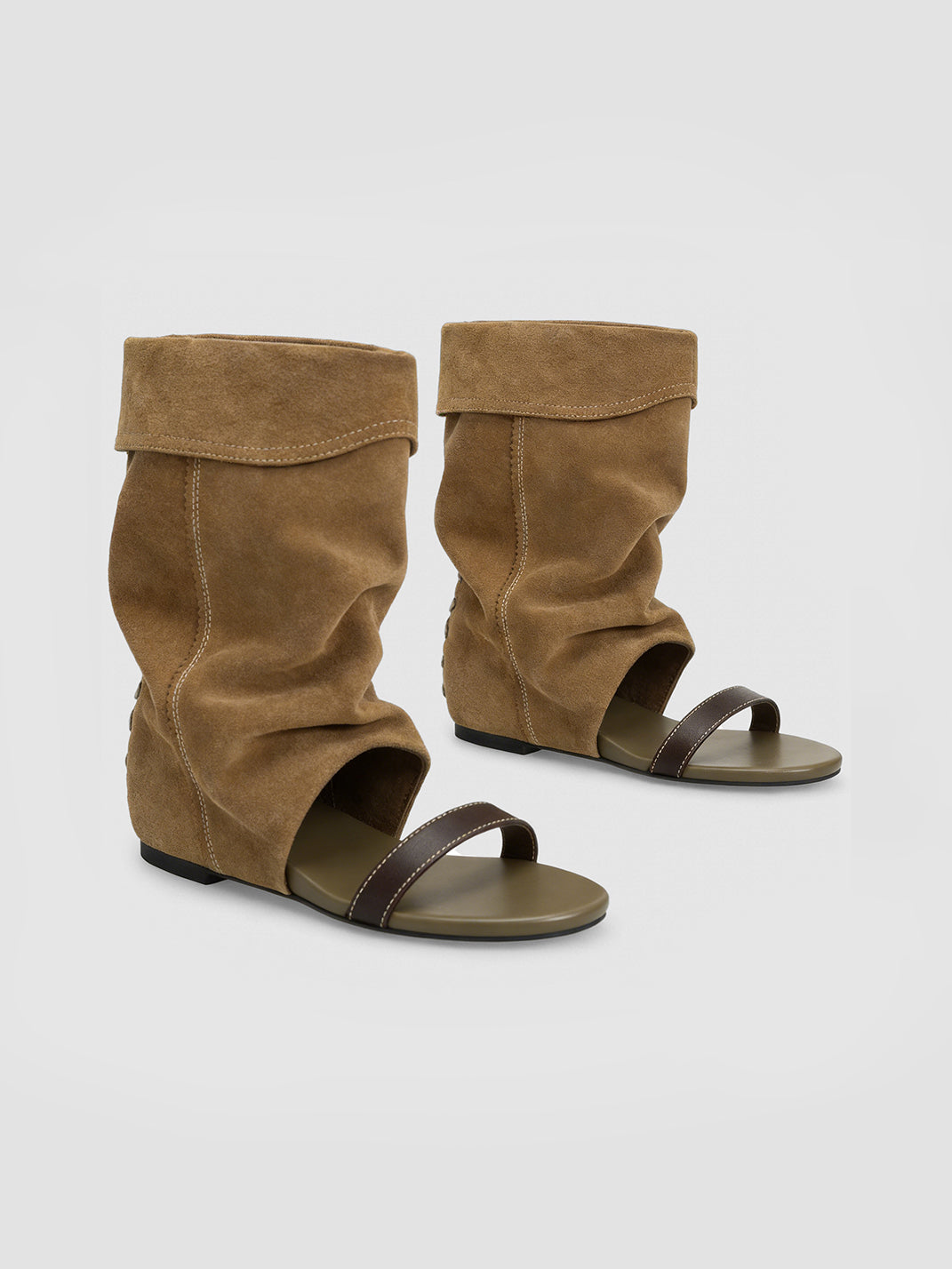 Open-Toe Slouchy Hidden-Wedge Sandal Boots