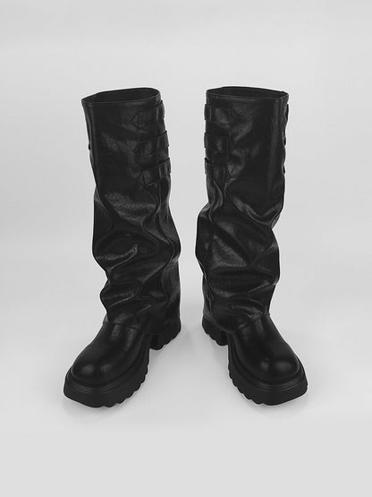 Ruched-Shaft Chunky Platform Boots