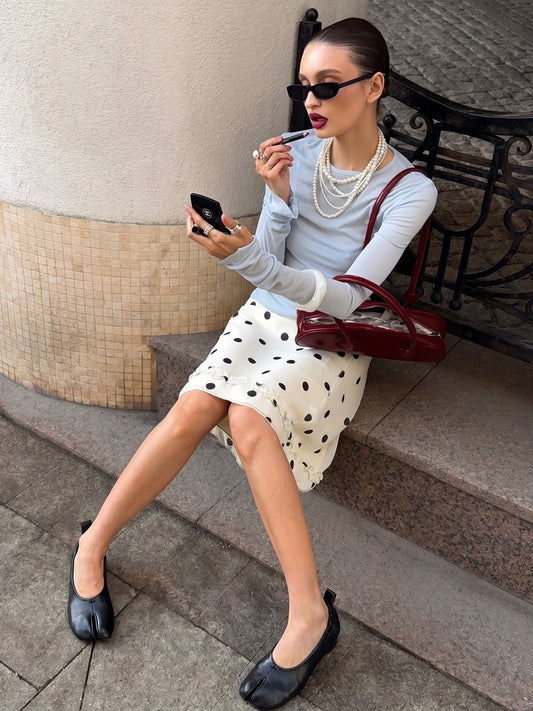 Tabi-Toe Leather Block-Heel Pumps