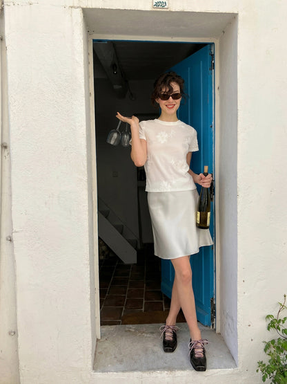 Ribbon-Wrapped Square-Front Trainer Flats