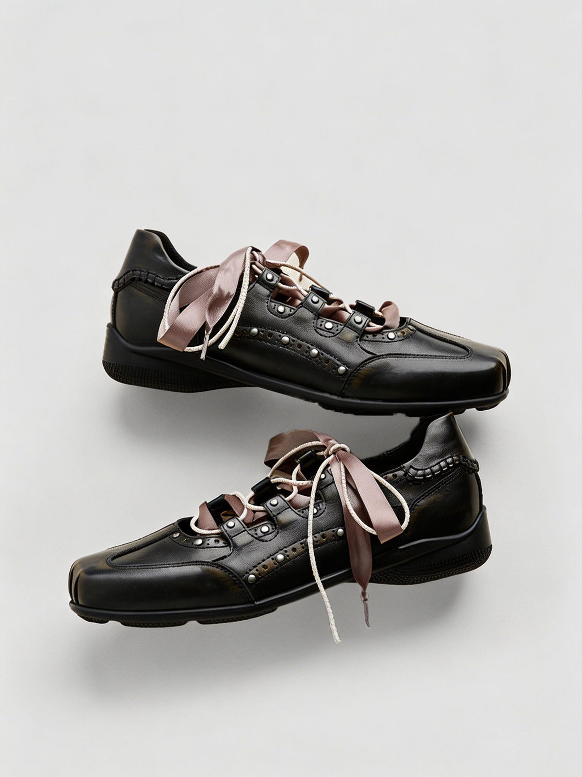 Ribbon-Wrapped Square-Front Trainer Flats