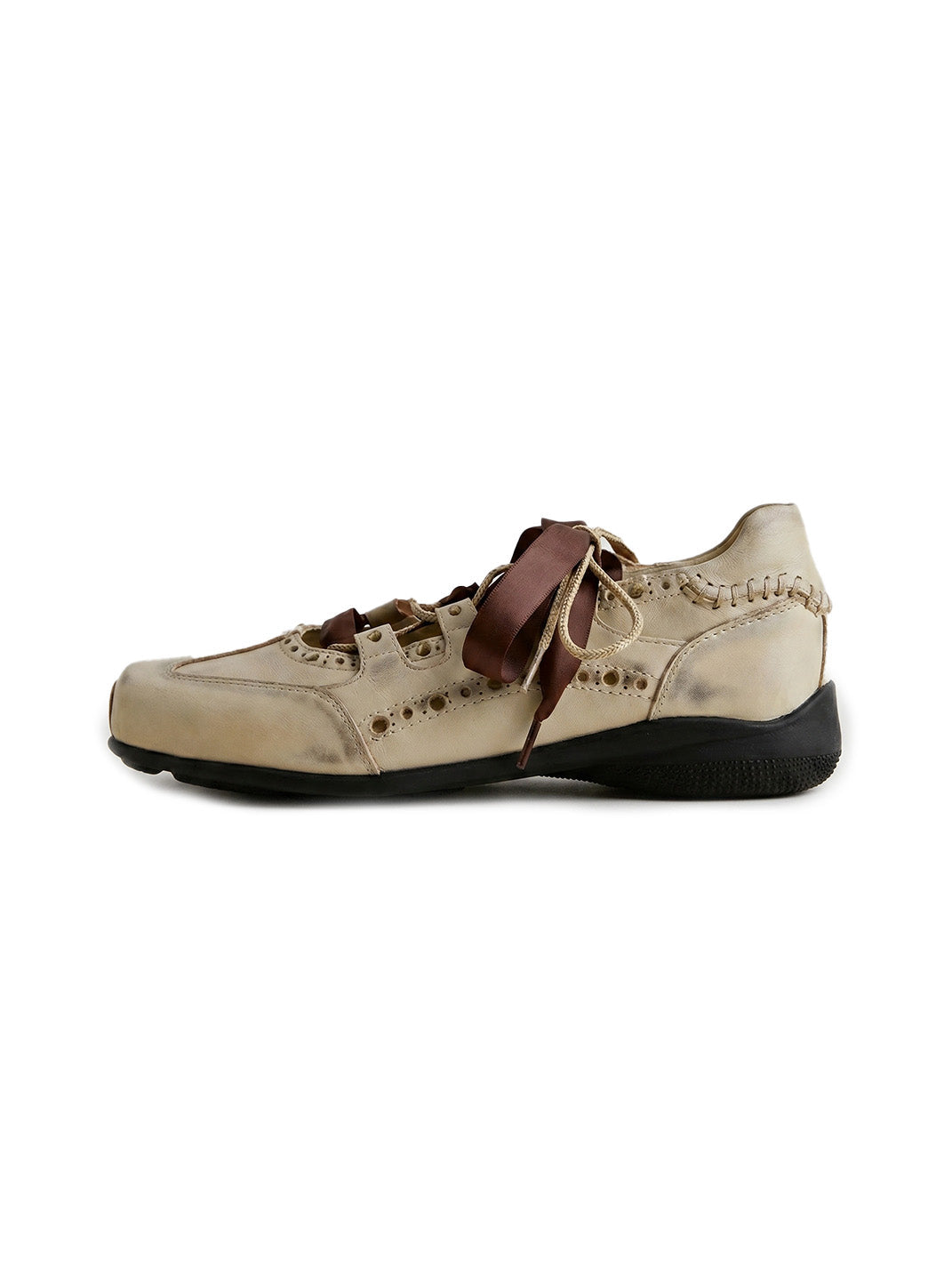 Ribbon-Wrapped Square-Front Trainer Flats