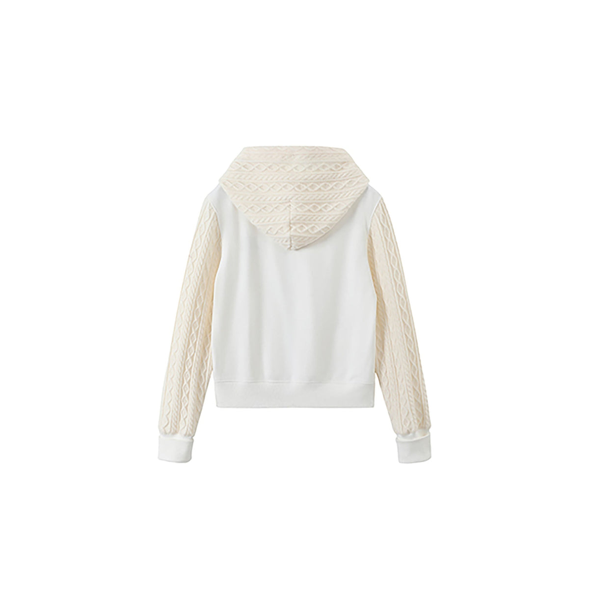 DONSMOKE Spliced Cable-Knit Zip-Up Hoodie