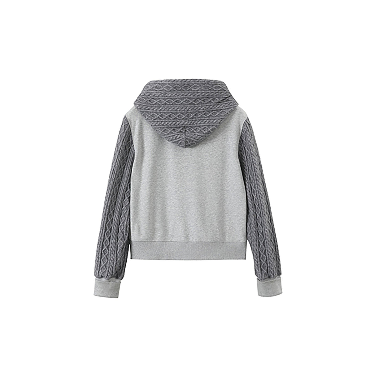 DONSMOKE Spliced Cable-Knit Zip-Up Hoodie