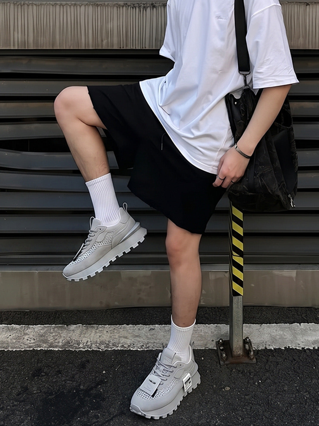 Perforated Leather Platform Casual Shoes