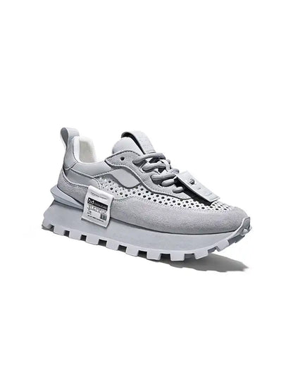 Perforated Leather Platform Casual Shoes
