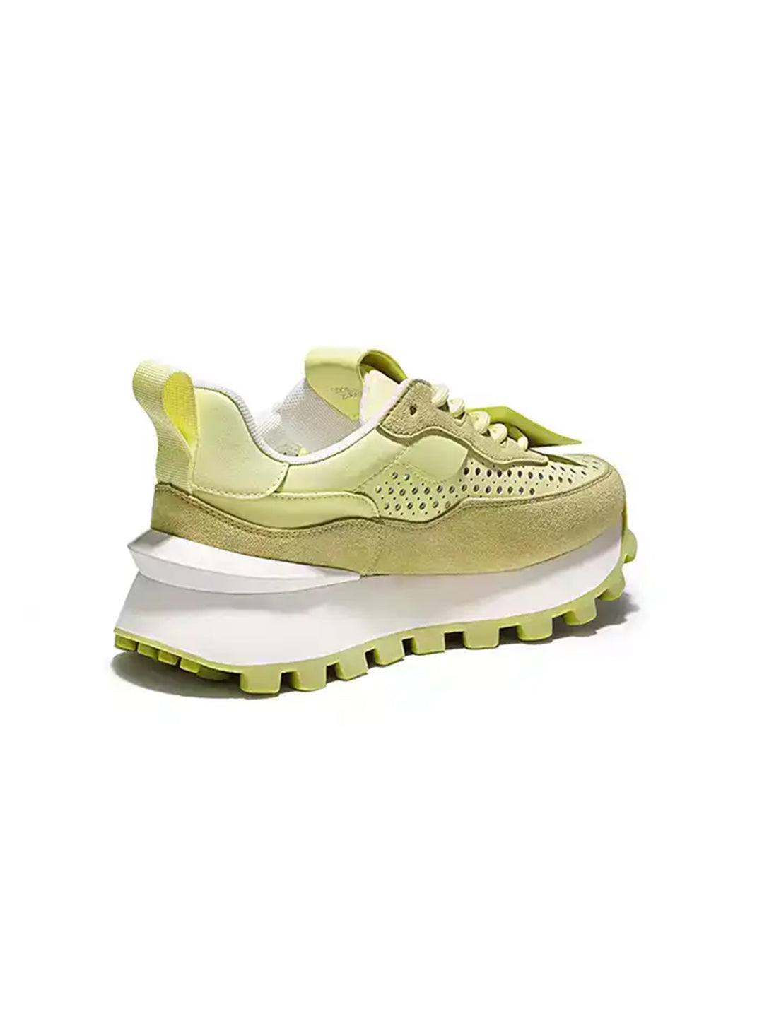 Perforated Leather Platform Casual Shoes